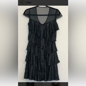 Women’s szS BCBG MAXAZRIA black Celine layered cocktail dress whimsygoth NWT LBD